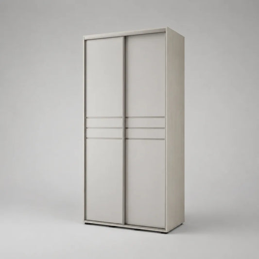 Armoire de chambre 120 x 60 x 200 cm portes coulissantes MDF mélaminé beige clair structure rectangulaire rangement double vantail