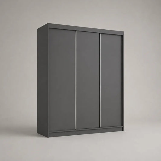 Armoire à portes coulissantes 180 x 60 x 200 cm panneaux MDF mélaminé gris profilés aluminium structure rectangulaire dressing